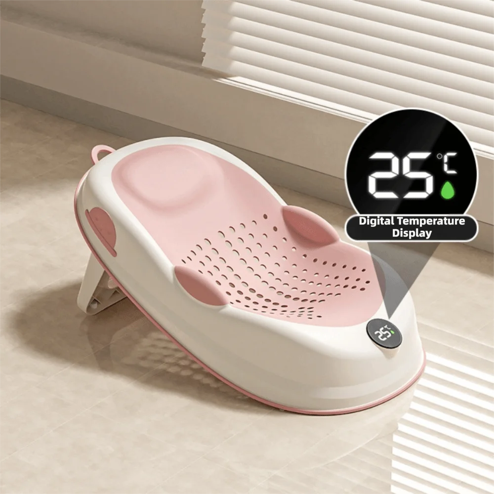 Temperature Sensing Bath Seat Mat Mesh Material Support Structure Baby Bath Net Comfortable Easy to Use Bath Rack Infant Care
