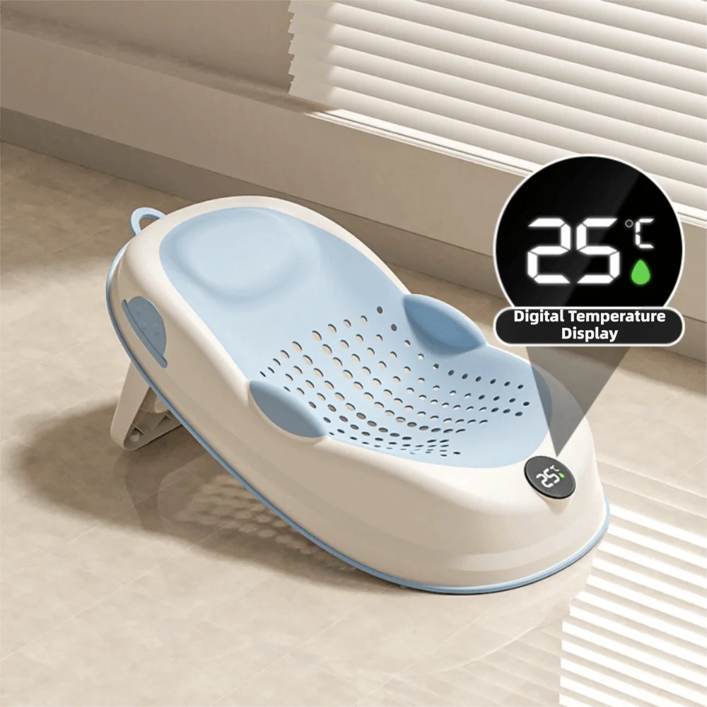 Temperature Sensing Bath Seat Mat Mesh Material Support Structure Baby Bath Net Comfortable Easy to Use Bath Rack Infant Care