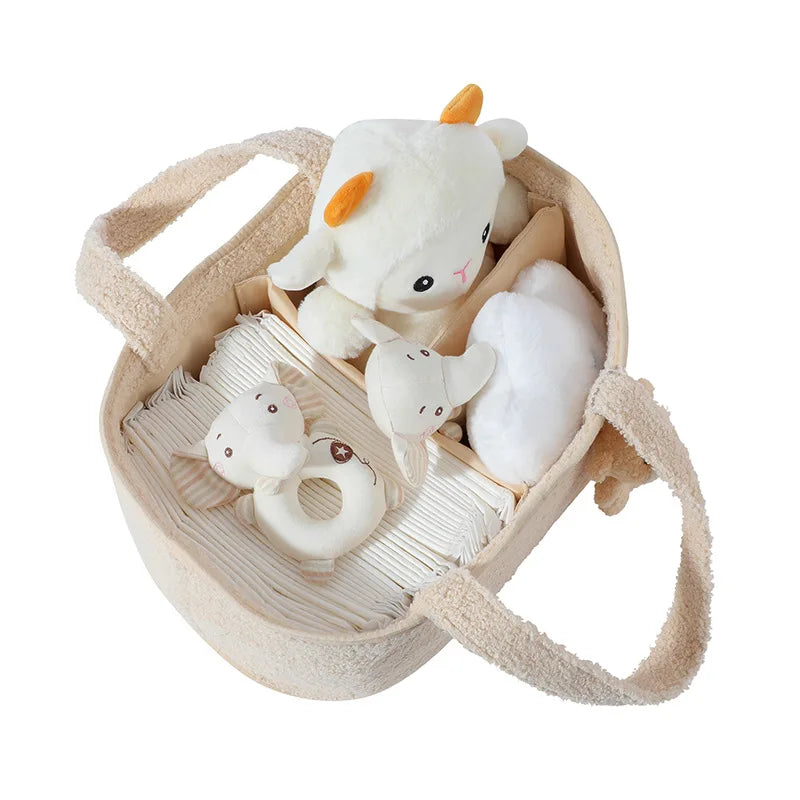 Customized Name Baby Diaper Bags Storage Basket with Bear Pendant Nursery Organizer Basket Storage for Baby Stuff Mom Nappy Bag