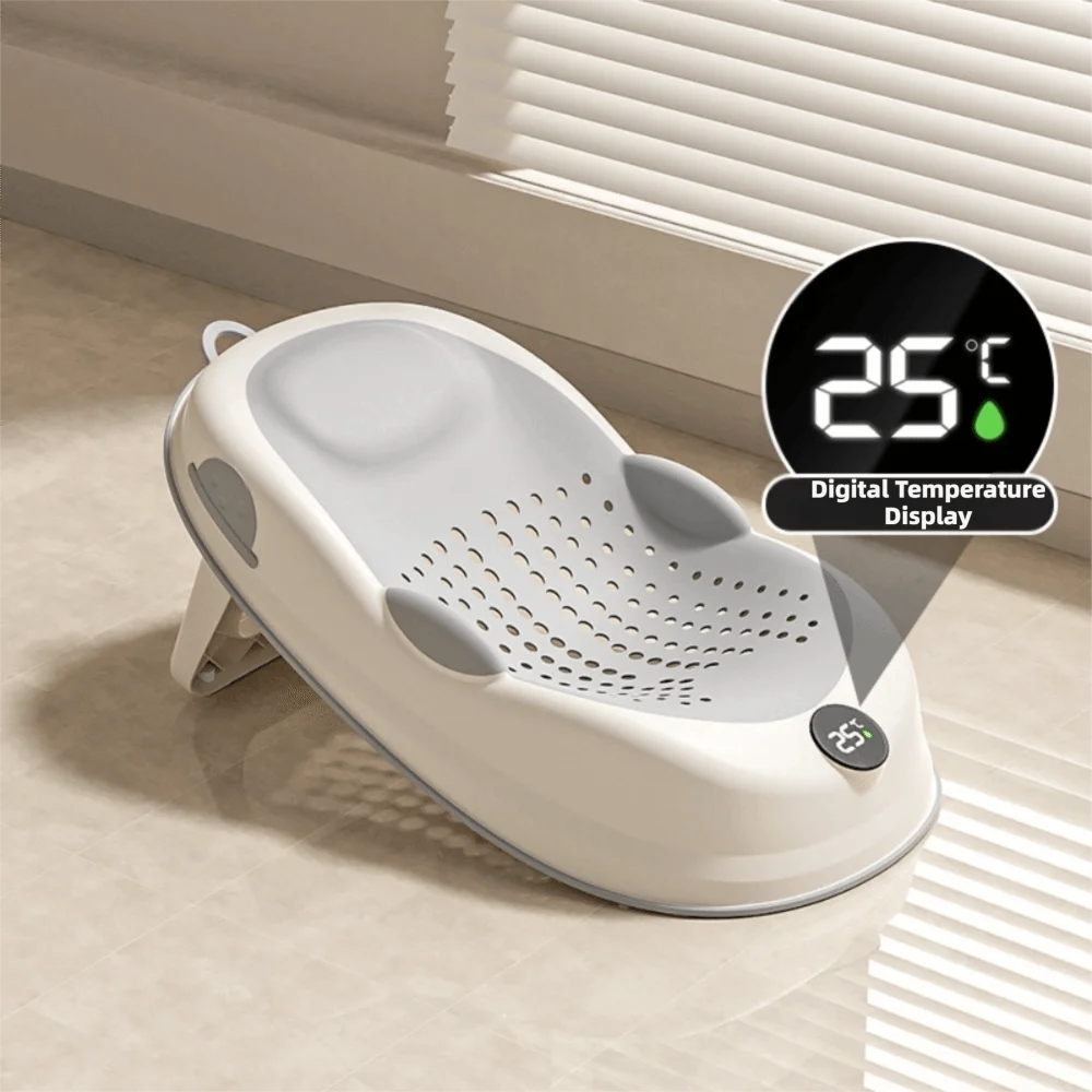 Temperature Sensing Bath Seat Mat Mesh Material Support Structure Baby Bath Net Comfortable Easy to Use Bath Rack Infant Care